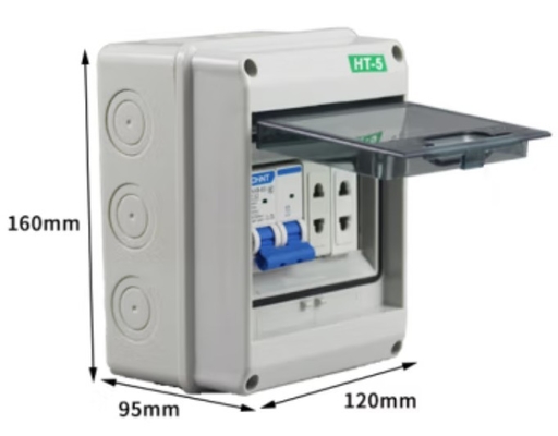HT-5 5Ways ABS Plastic Electrical Box with circuit Breaker IP65 Power Waterproof Distribution Box