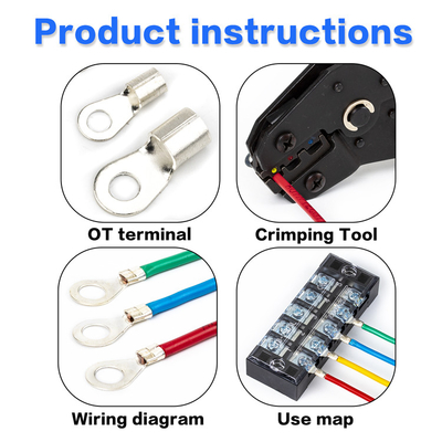 Round Cold Pressed O-Shaped Lug Terminal Copper Cable Crimp Connectors OT Series