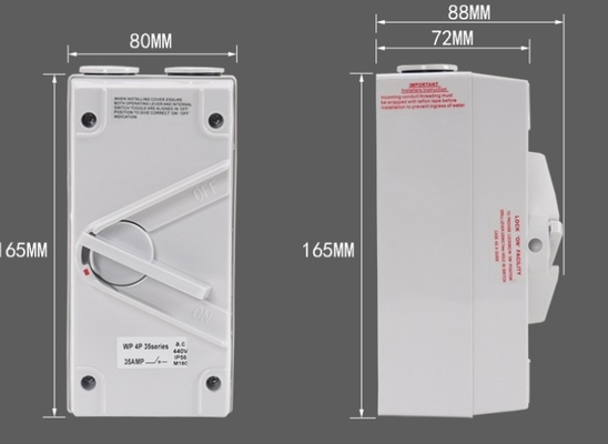 3P 440V HSP3-63-3 Outdoor Waterproof Isolator Switch 3 Pole 63A Weather Protected Switch
