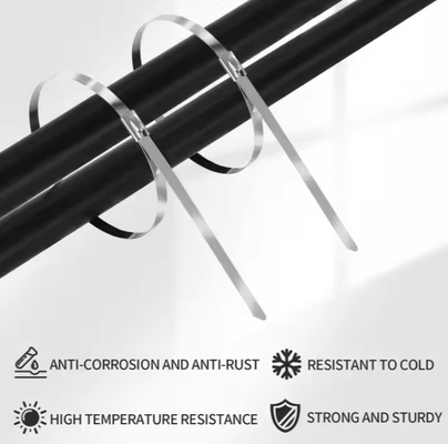 7.9*600mm Self Locking Cable Tie 304 316 Stainless Steel Industrial Grade Metal Zip Ties