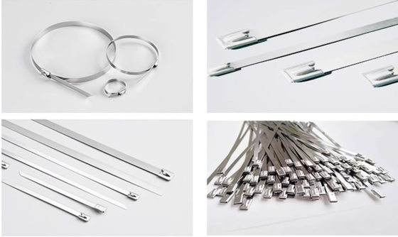 7.9*600mm Self Locking Cable Tie 304 316 Stainless Steel Industrial Grade Metal Zip Ties